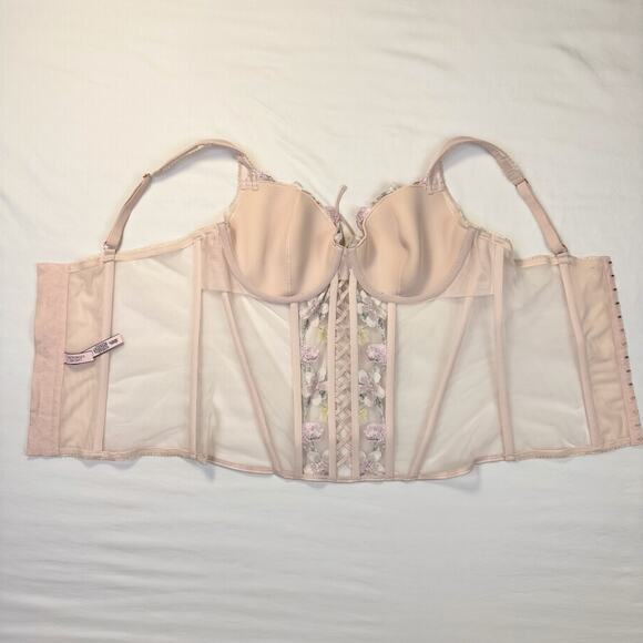 Victoria’s Secret Floral Embroidered Corset Bustier XL Coquette Festival Bridal - Picture 10 of 14